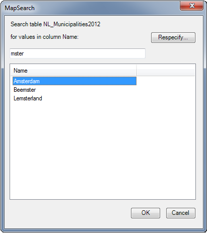 MapSearch Dialog
